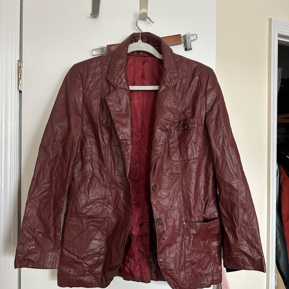 Etienne Aigner Maroon Leather Blazer